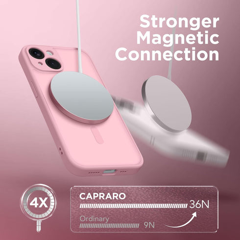 CAPRARO iPhone 14 Case, Peach Pink - Shockproof, Slim, Translucent Matte, 14FT Drop Protection, Full Camera Protection,