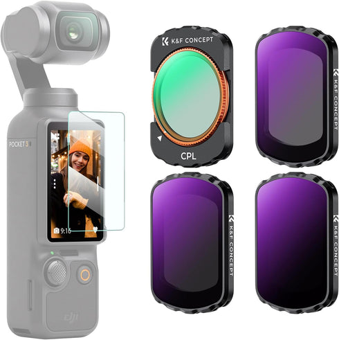 K&F Concept Magnetic 4 Pack ND & CPL Filter Kit for DJI OSMO Pocket 3, Multi-Coated/HD Optical Glass