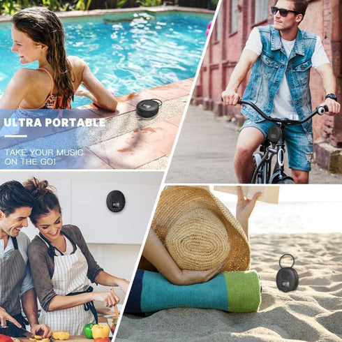 Shower Radio Speaker with Bluetooth 5.0, AGPTEK Waterproof FM, Suction Cup, 12H Playback, Handsfree Calling, Black