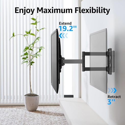 MOUNTUP TV Wall Mount, Single Stud Swivel Tilt Full Motion for Most 26-55 Inch Flat Screen/Curved TVs, Universal