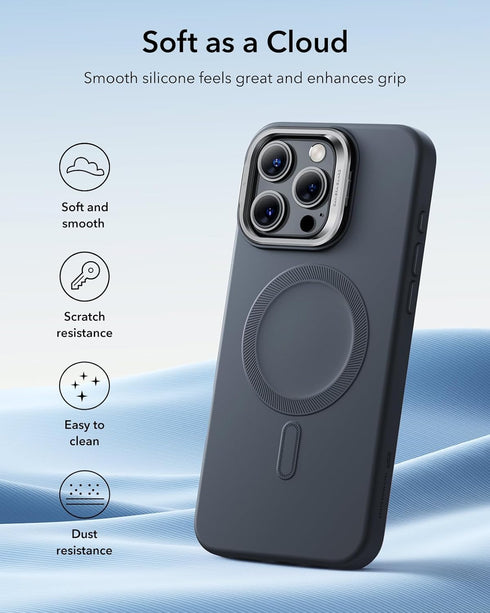 ESR 16 16 for iPhone Pro Max Case, Silicone Case with Stand, Compatible with MagSafe, Built-in Camera Stash Stand