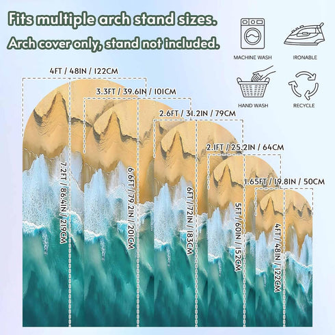 Jnbasdffb 6.6 Blue Coastal Wedding Arch Cover,Stretchy Spandex Arch Backdrop Stand Covers FT,Yellow Beach Ocean Modern