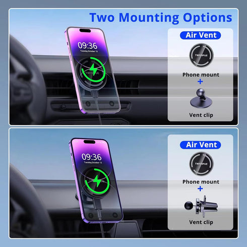 Magnetic Wireless Car Charger Mount, Compatible with Magsafe iPhone 14/13/12/12 Mini/12 Pro/12 Pro Max, 15W Fast