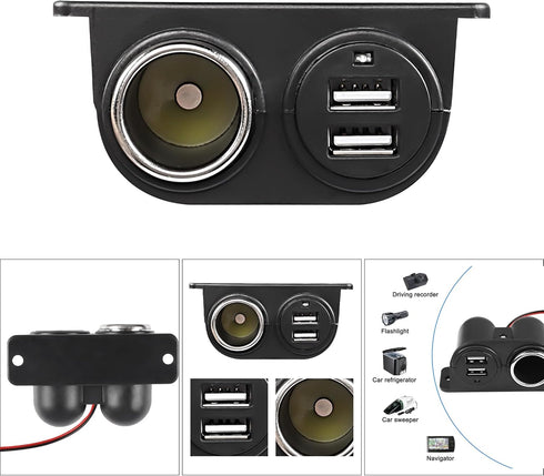 MEIRIYFA Dual USB Cigarette Lighter Socket Power Outlet Car Charger, 3.1A Dual USB + Cigarette Lighter Adapter