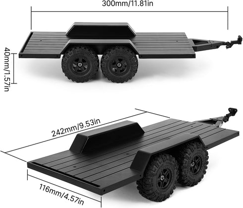 1/18 TRX4M INJORA Utility Trailer with Hitch for RC Crawler Car Upgrade