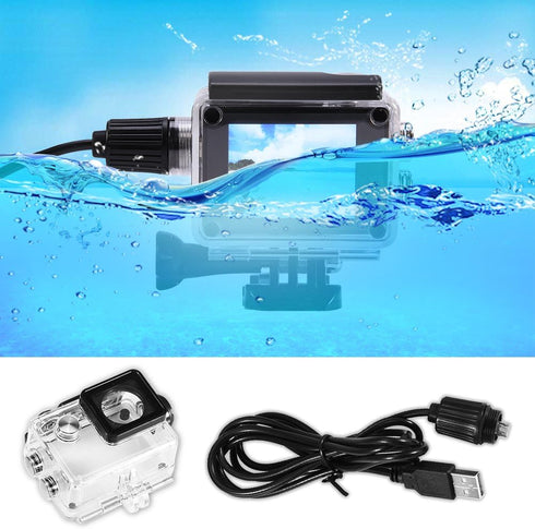 Action Camera Waterproof Case, Professional Sport Camera Accessories with Charging Cable for SJCAM SJ4000/SJ7000