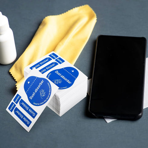 200pcs Glass Dusting Stickers for Phone Removal, Laptop Computer Guide Touch Blue Cell Duster