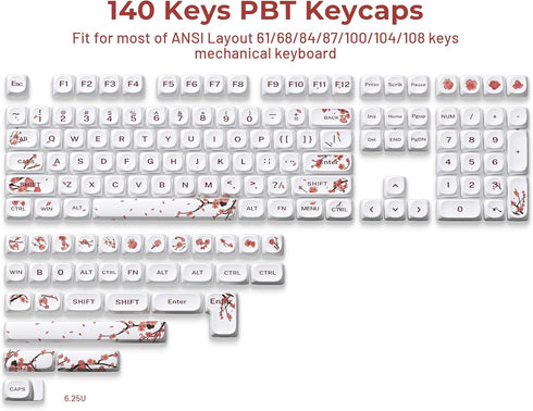 XVX MOA Blossom PBT Keycaps Set, Custom Dye-Sublimated for 75% Mechanical Keyboards, Cherry MX Compatible
