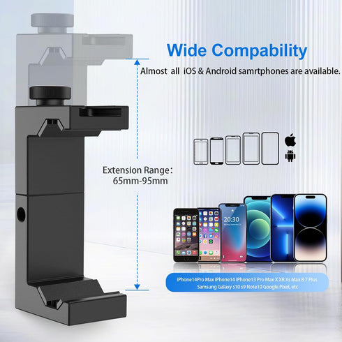 ULANZI ST-02S Aluminum Phone Tripod Mount with Cold Shoe, Universal Metal Adjustable Clamp for iPhone & Samsung