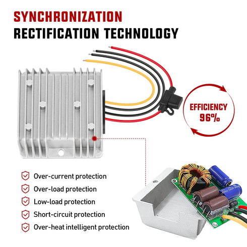 Nilight 48V 36V to 12V Voltage Converter, 120W 10A Waterproof DC to DC Reducer for Golf Cart Scooters
