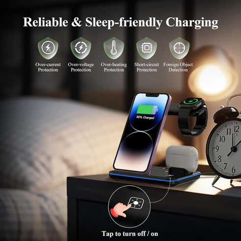 Minthouz 18W Fast Wireless Charger Station for iWatch (Charger NOT included), AirPods, Compatible with iPhone