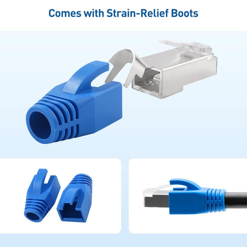 Cable Matters 20-Pack Cat8 RJ45 Pass Through Connector - 23-24AWG Shielded with Load Bar & Strain Relief