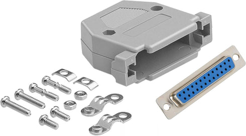 CompuCablePlusUSA.com DB25 Connector Female Solder Cup - Unshielded Plastic Hood DIY Kit for Assembling