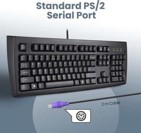 Perixx Periboard-107 Wired PS2 Full Size Keyboard, US English Layout