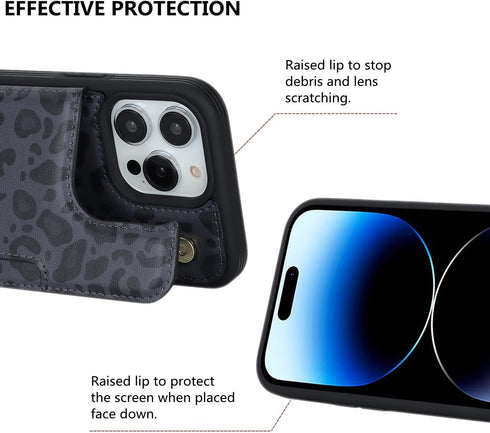 iCoverCase for iPhone 14 Pro Max with Card Holder, RFID Blocking PU Leather Protective Wallet Case for iPhone 14 Pro