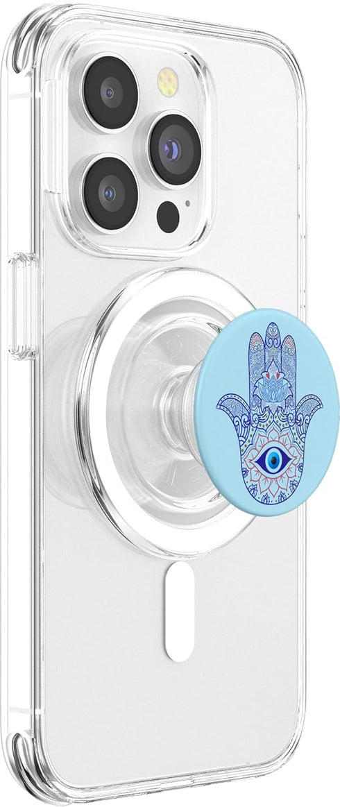 Hamsa Hand Blue Evil Eye Yoga Spiritual Symbol Ornament PopSockets MagSafe PopGrip for iPhone