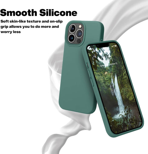 OTOFLY iPhone 13 Pro Case, Full-Body Silicone Shockproof Slim Thin Compatible with MagSafe, Midnight Green