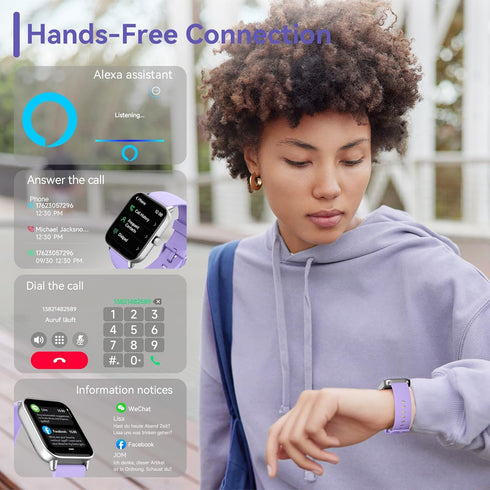 Smart Watch with Alexa Built-in, 2024 Newest Fitness Tracker, Heart Rate/SpO2/Sleep Monitor, IP68 Waterproof