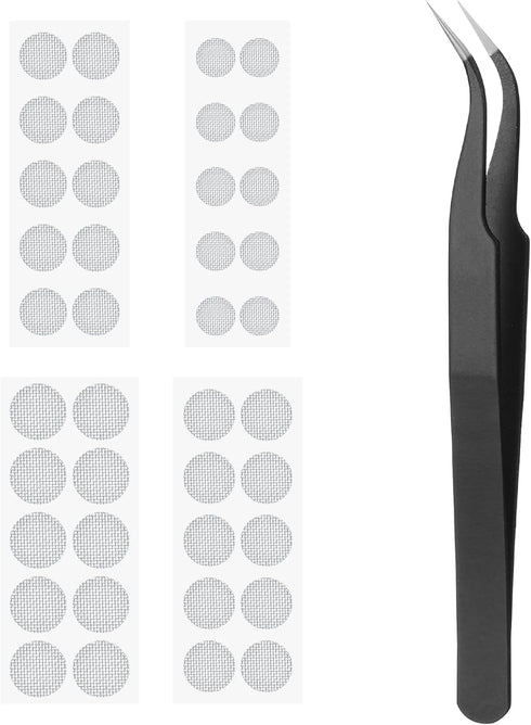 Macuezu 40 Pcs Earbuds Dust Filter Replacement Kit with Tweezers, Anti-Dust Mesh Earphone,