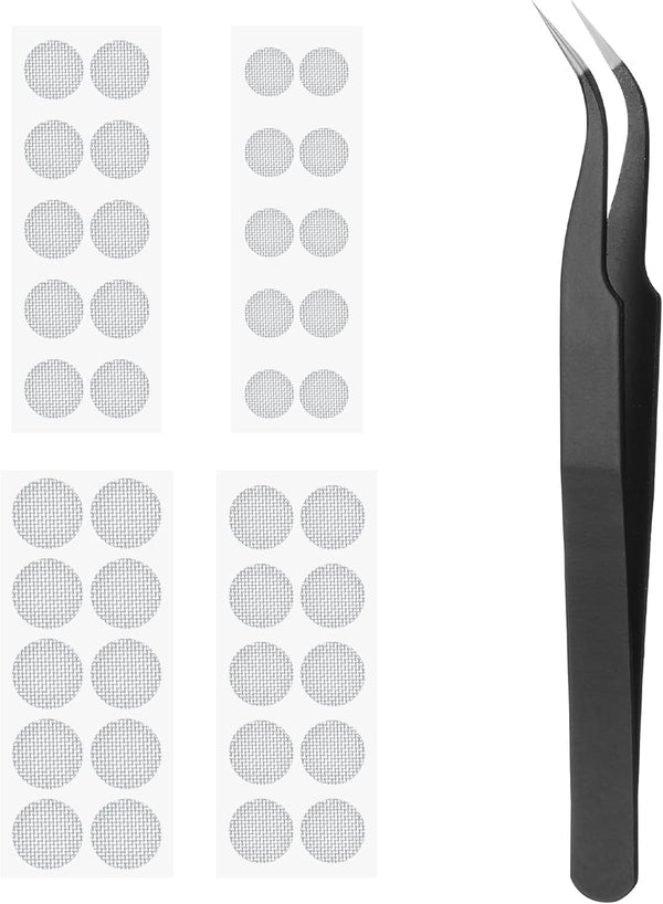 Macuezu 40 Pcs Earbuds Dust Filter Replacement Kit with Tweezers, Anti-Dust Mesh Earphone,