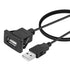 YACSEJAO USB Square Flush Mount Cable, USB 2.0 Single Port Dashboard Panel Extension for Car, 1m