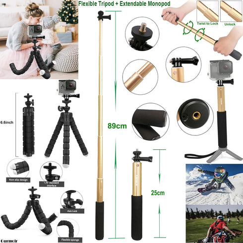 Gurmoir Accessory Pack for GoPro Hero 12 11 10 9, Essential Accessories Kit with Waterproof Case