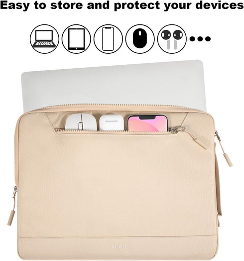LANDICI 360° Protective Laptop Sleeve Case 15.6 16 Inch with Handle, Waterproof Slim Cover Bag for MacBook Pro 16,