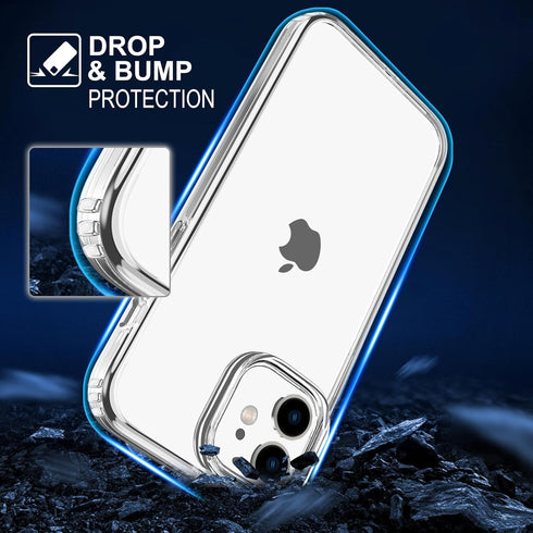 TENOC Clear Phone Case for iPhone 12 & iPhone 12 Pro, Non-Yellowing Protective Bumper Hard Back Cover 6.1 Inch