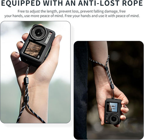 Silicone Protective Sleeve Cover for DJI Osmo Action 4/3 Camera, Lens Protector Cap with Anti-Lost Rope