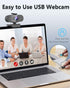 QMKKX 2K Webcam for pc with Microphone,Privacy Cover Slider Streaming Web cam for Mac Laptop,USB External Computer