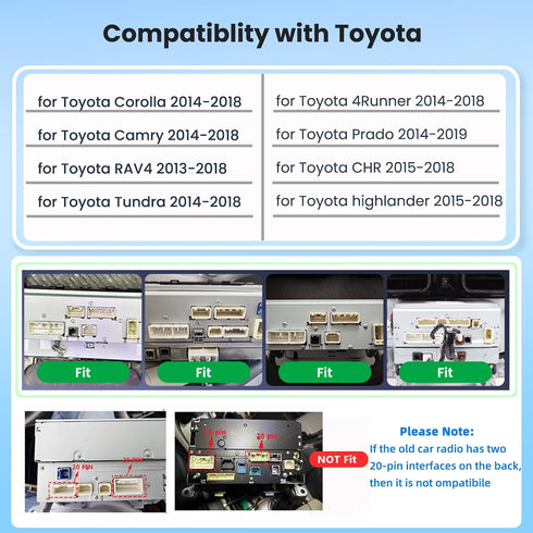 16 RAV4 4Runner (T1) for J-B-L Radio Wiring Harness Pin Cable Compatible with Toyota Corolla Camry Tundra Prado CHR