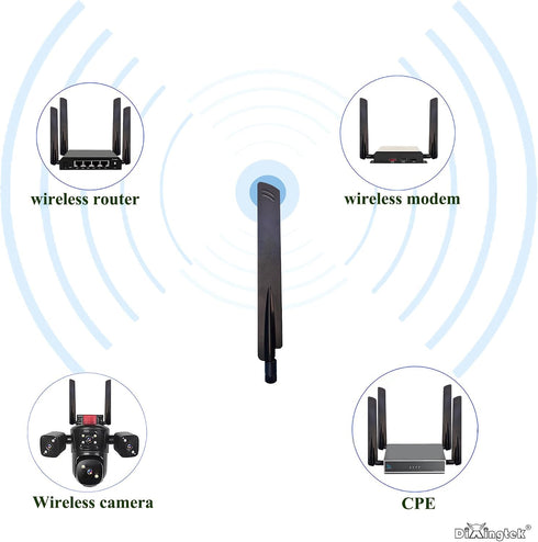Dixingtek 5G 4G 600-5000Mhz 2-Pack 5G LTE RP SMA mimo Antenna, Compatible with CPE Router Cellular Gateway Industrial
