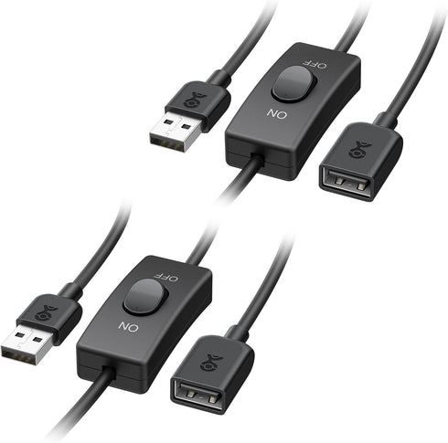 Cable Matters 2-Pack USB On Off Switch, 3ft Short USBA Extension Cable with ON Off for Data and Power