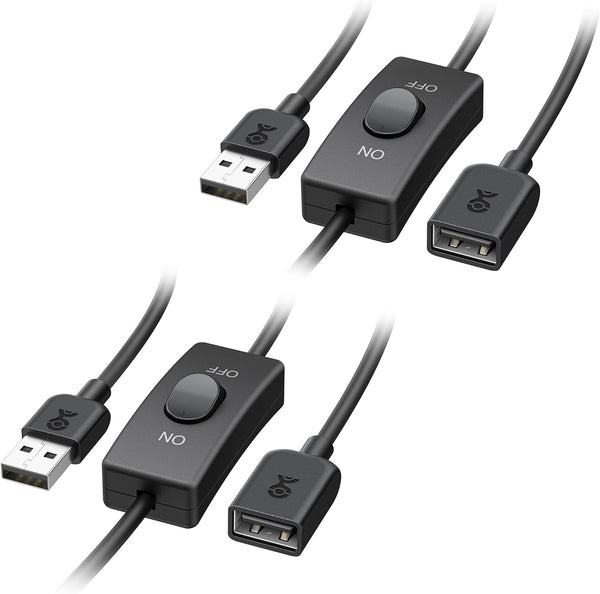 Cable Matters 2-Pack USB On Off Switch, 3ft Short USBA Extension Cable with ON Off for Data and Power