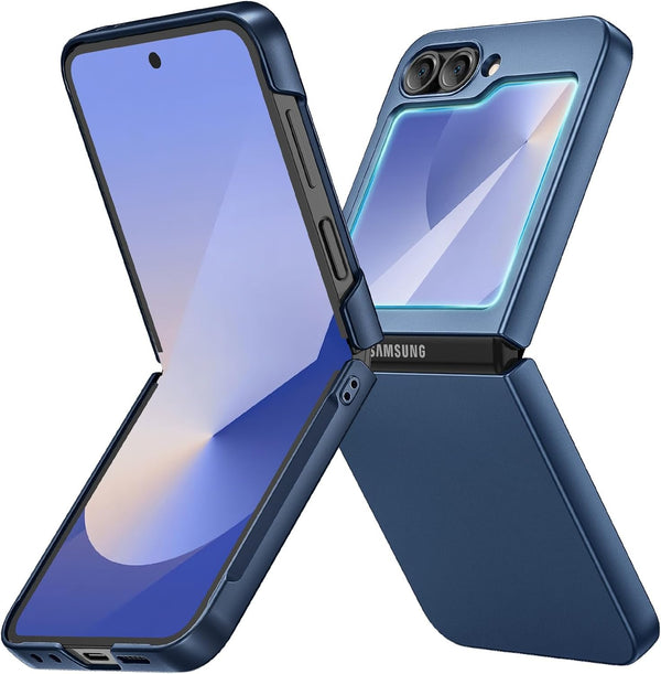 Ruky Galaxy Z Flip 6 Case, Hard PC Ultra Slim Anti-Scratches Shockproof Wireless Charging Phone Case with Built-in Back