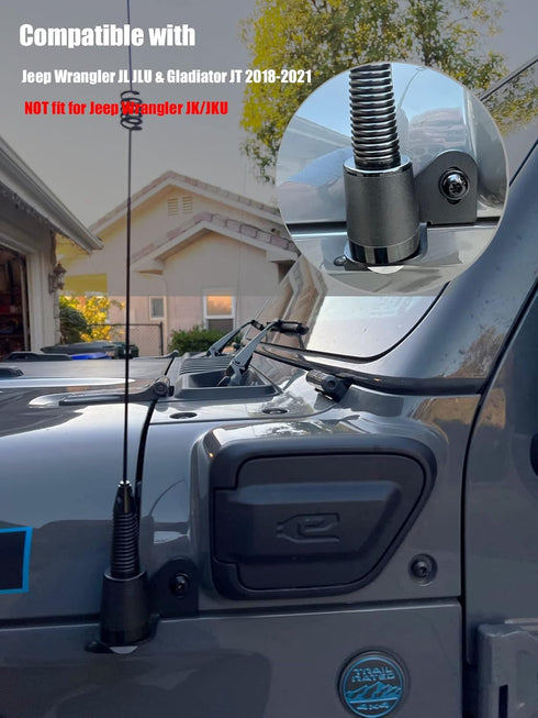 JL Antenna Mount Driver Side CB Antenna Mount, Steel Radio Holder for Jeep Wrangler JL JLU / Gladiator JT