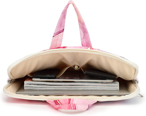 Pink Marble Pattern Waterproof Laptop Shoulder Bag for 14-15 Inch Laptops, Briefcase for 15.6 Inch
