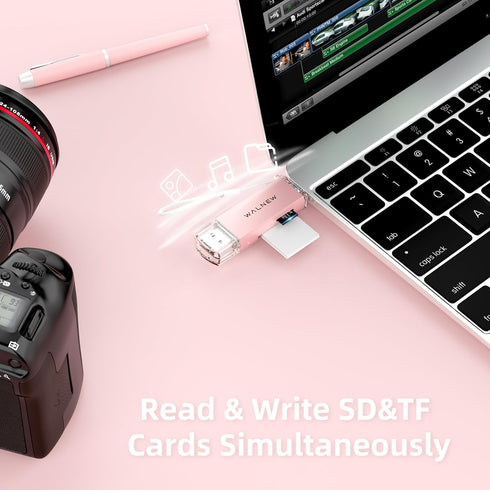WALNEW 3.0 SD Card Reader, USB and USB-C to SD/TF Memory Card Adapter for Mac,MacBook,Computer/PC,Laptop,iPad,Samsung
