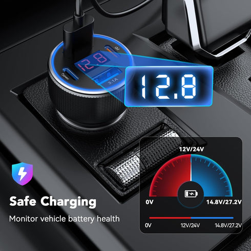 USB C Car Charger Fast Charging Adapter, 78W 4 Port for iPhone 16/15/14/13/12, Samsung Galaxy, and iPad