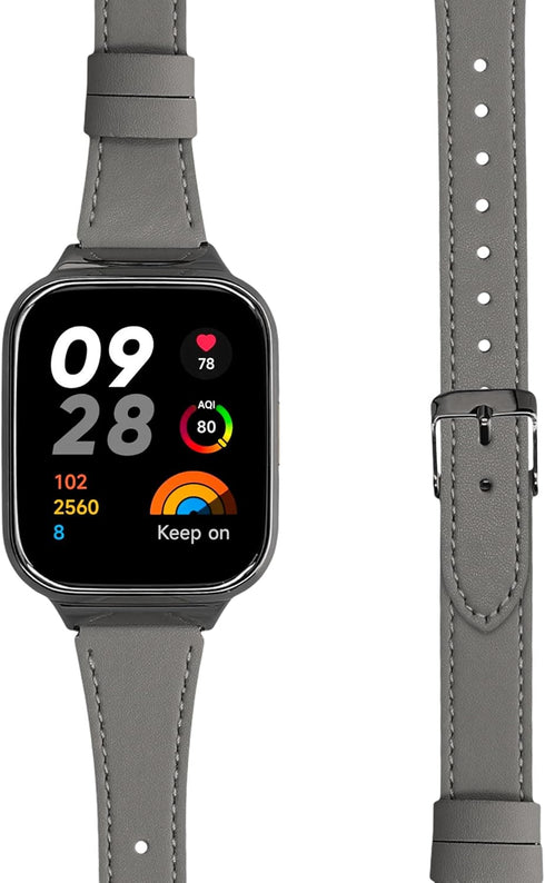 kwmobile Real Leather Watch Strap for Xiaomi Redmi Watch 3 Active/Redmi Watch 3 Lite, Replacement Sports Wristband