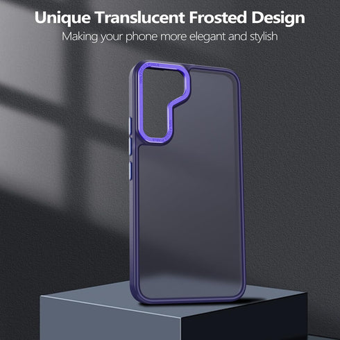 Rayboen Samsung Galaxy S22 Case, Matte Purple Translucent Frosted Hard Back, Slim Anti-Scratch Silicone Edge Cover.