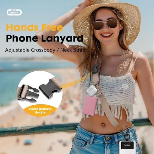 Icycay Phone Lanyard Crossbody, Champagne Gold Cell Phone Strap for Around The Neck Adjustable, Anti Theft Cute Lanyard