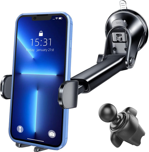 APPS2Car Suction Cup Phone Mount for Windshield/Dashboard/Air Vent with Sticky Gel Pad, Compatible with All Cellphones