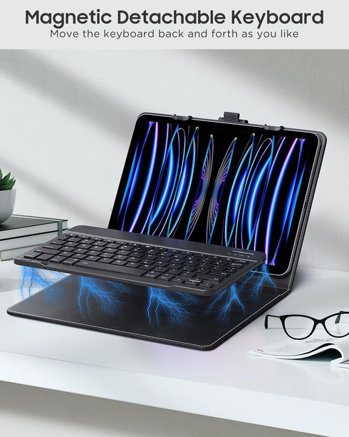 MoKo Universal Tablet Case with Keyboard for 9", 9.7", 10.1", 10.2", 10.4", 10.5", 10.9", 11" Tablets, with Removable