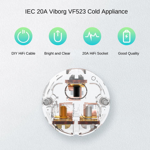 Viborg VF523 HiFi Power Connector IEC C19 - Pure Copper 20A Female High End Power Plug for 8MM Audiophile Cable