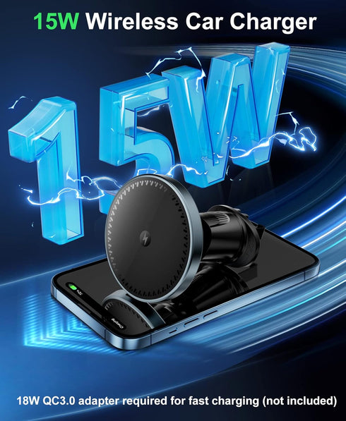 Beeasy MagSafe Car Mount Charger, 15W Fast Charging Magnetic Wireless Charger for iPhone 15 Pro Plus Max 14 13 12