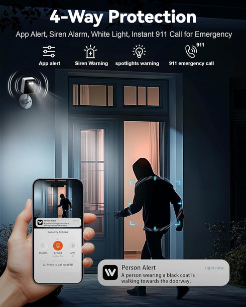 Gianteye 2K 2.4/5GHz 6 2 Cameras for Home Security, Wi-Fi Indoor Camera for Dog/Pet/Nanny/Baby with US Phone App, AI
