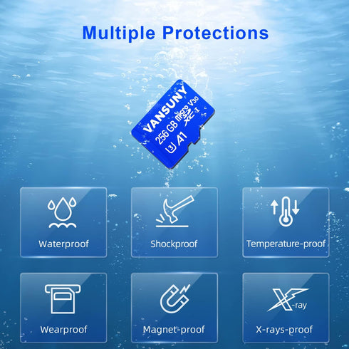 Vansuny Micro SD Card 256GB – microSDXC with SD Adapter, A1 App Performance V30 for Phone, Security Camera