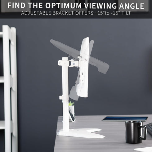 VIVO Single Monitor Desk Stand, Holds Screens up to 32 inch Regular and 38 inch Ultrawide, Adjustable Height, White,