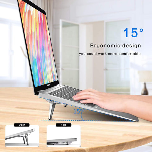 Laptop Stand Portable, Zinc Alloy Invisible Cooling Pad, Mini Laptop Riser, Ergonomic Legs for 12-20 Inches Laptop,